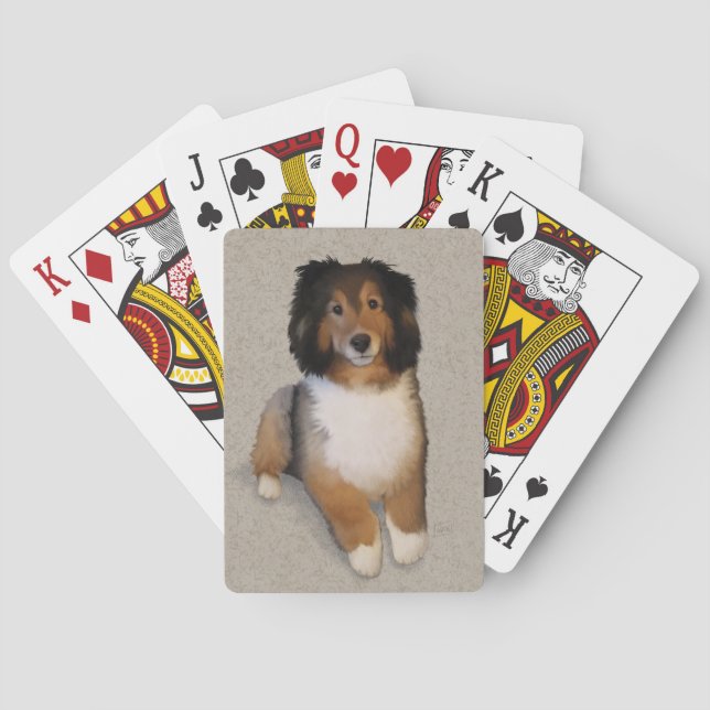 Sheltie mix dog portrait  playing cards (Back)