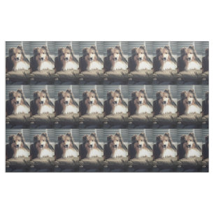 Sheltie On Fat Quarter Fabric