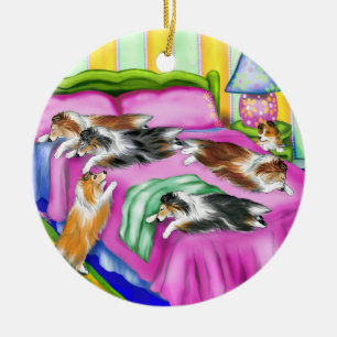 Sheltie Pink Comfort Ceramic Tree Decoration