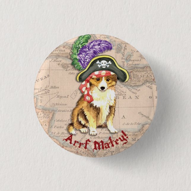 Sheltie Pirate 3 Cm Round Badge (Front)