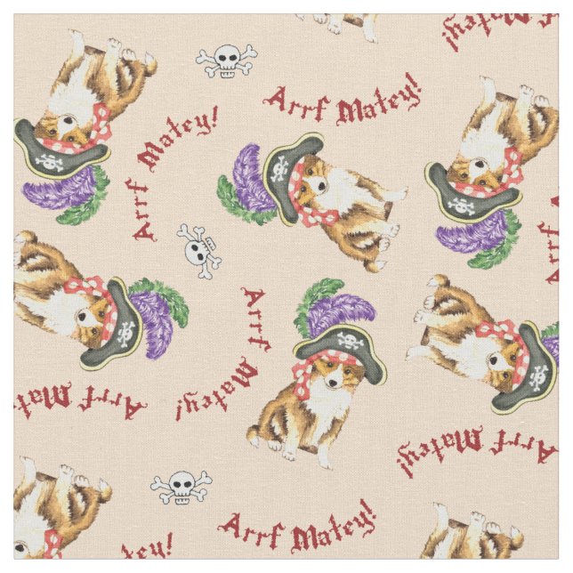 Sheltie Pirate Fabric (Close Up)