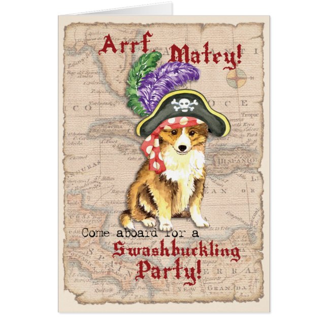 Sheltie Pirate Invitation (Front)