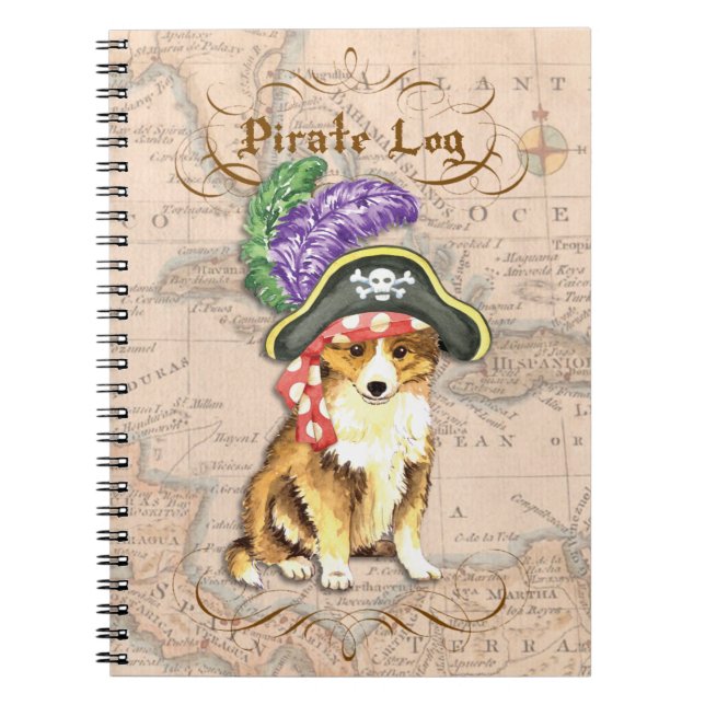 Sheltie Pirate Spiral Notebook (Front)