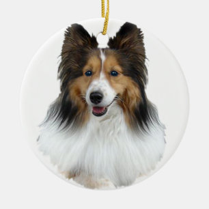Sheltie Portrait Ceramic Tree Decoration