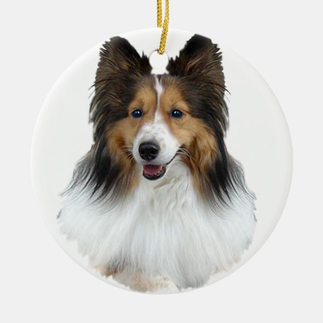 Sheltie Portrait Ceramic Tree Decoration (Front)