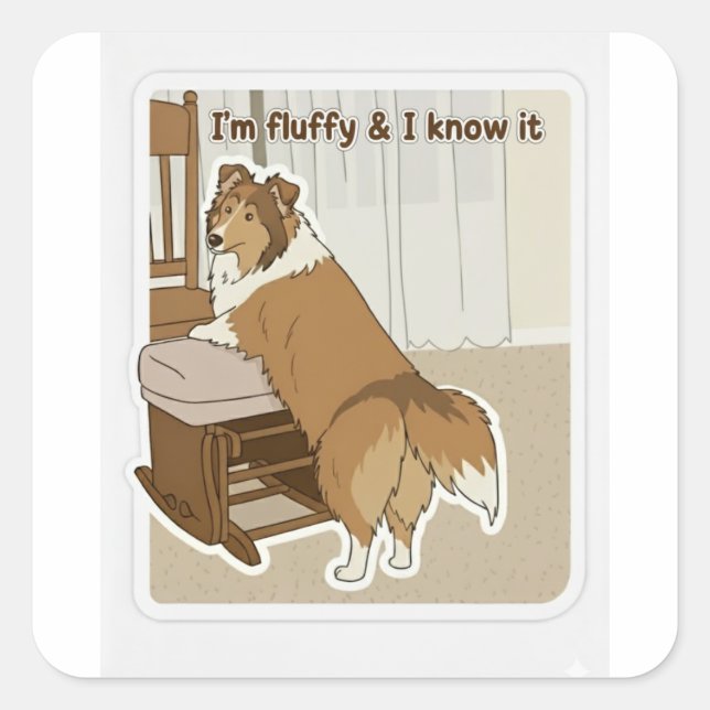 Sheltie pose square sticker (Front)