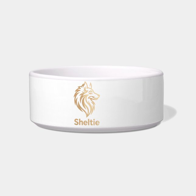 Sheltie Premium Gold Design Bowl (Front)