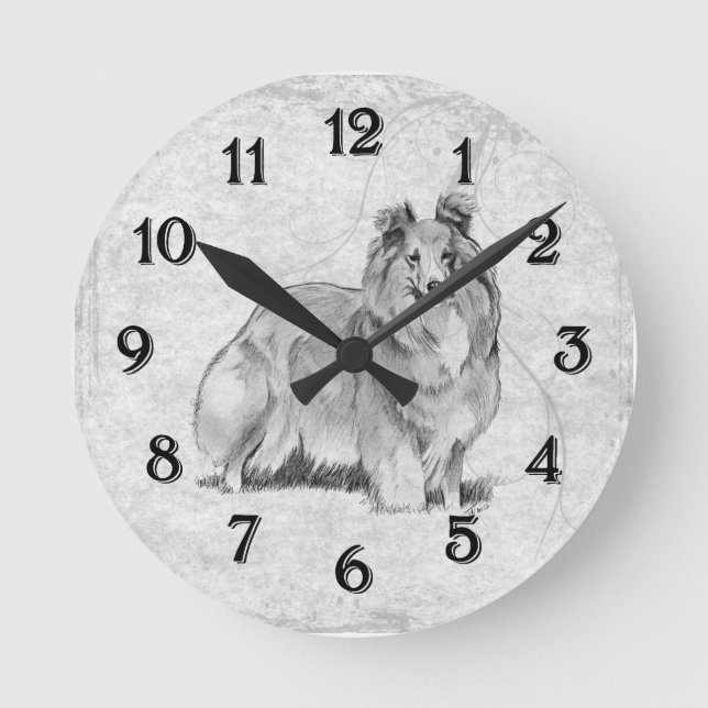 Sheltie Round Clock (Front)