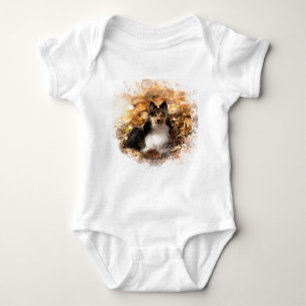 Sheltie Shetland Sheepdog Art Painting Baby Bodysuit