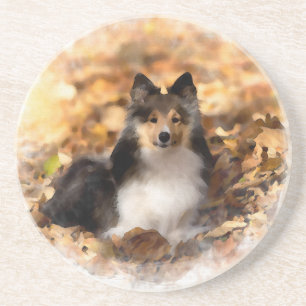 Sheltie Shetland Sheepdog Art Painting Coaster