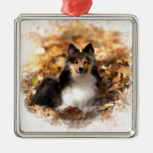 Sheltie Shetland Sheepdog Art Painting Metal Tree Decoration