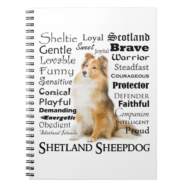 Sheltie Traits Spiral Notebook (Front)