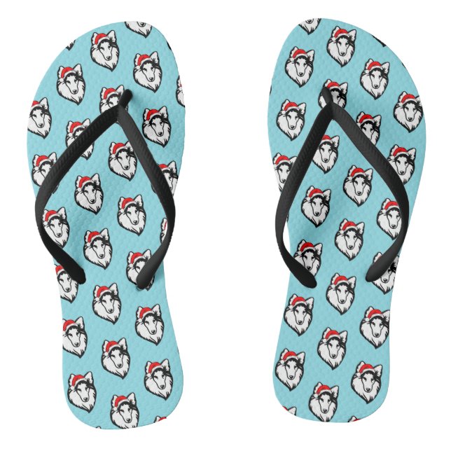 shelties Dog with Christmas Santa Hat Pattern Jandals (Footbed)