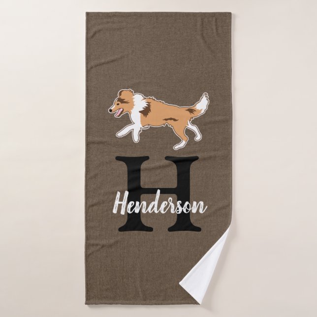 Shelties Shetland Sheepdog Monogram Last Name Bath Towel Set (Bath Towel)