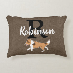 Shelties Shetland Sheepdog Monogram Last Name Decorative Cushion