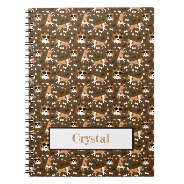 Shelties Shetland Sheepdog Pattern Brown Notebook (Front)