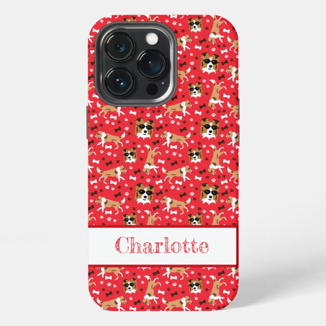 Shelties Shetland Sheepdog Pattern Red  iPhone Case (Back)