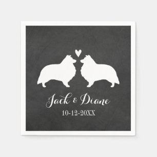 Shelties Wedding Couple with Custom Text Napkin