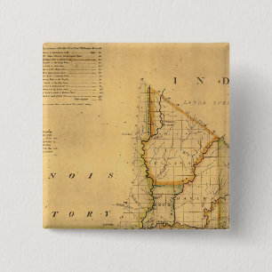 Shelton and Kensett's Map Of The State Of Indiana 15 Cm Square Badge