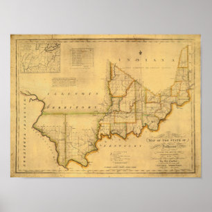 Shelton and Kensett's Map Of The State Of Indiana Poster