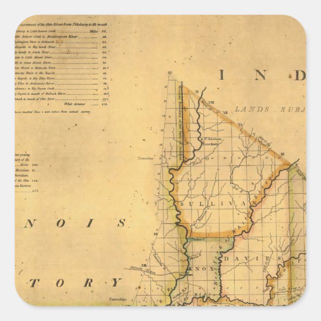 Shelton and Kensett's Map Of The State Of Indiana Square Sticker (Front)