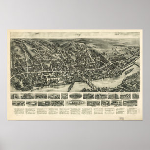 Shelton Connecticut 1919 Antique Panoramic Map Poster