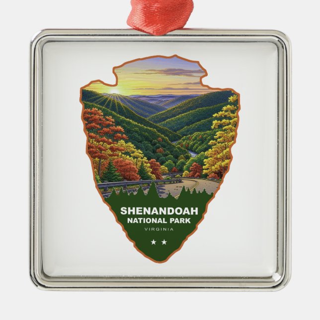Shenandoah National Park Arrowhead Metal Tree Decoration (Front)
