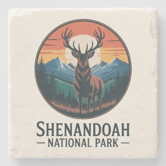 Shenandoah National Park Deer Emblem Stone Coaster (Front)