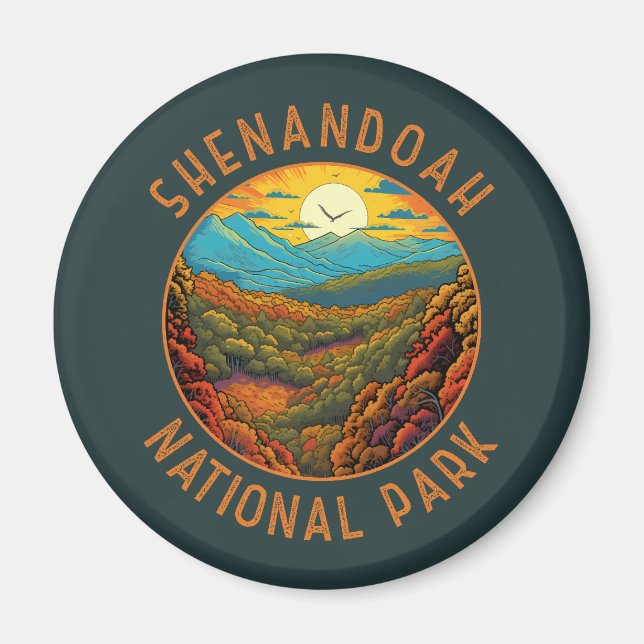 Shenandoah National Park Distressed Circle Magnet (Front)