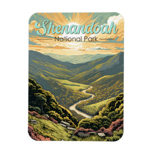Shenandoah National Park Illustration Travel Retro Magnet
