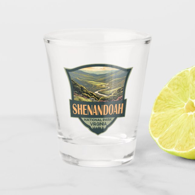 Shenandoah National Park Illustration Travel Retro Shot Glass (Front)
