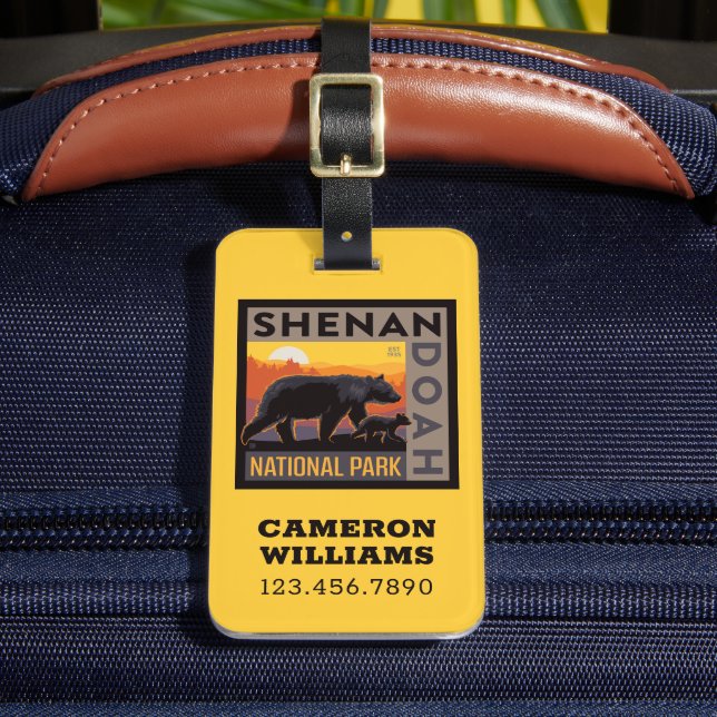 Shenandoah National Park | Mama Bear & Cubs Luggage Tag (Front Insitu 2)