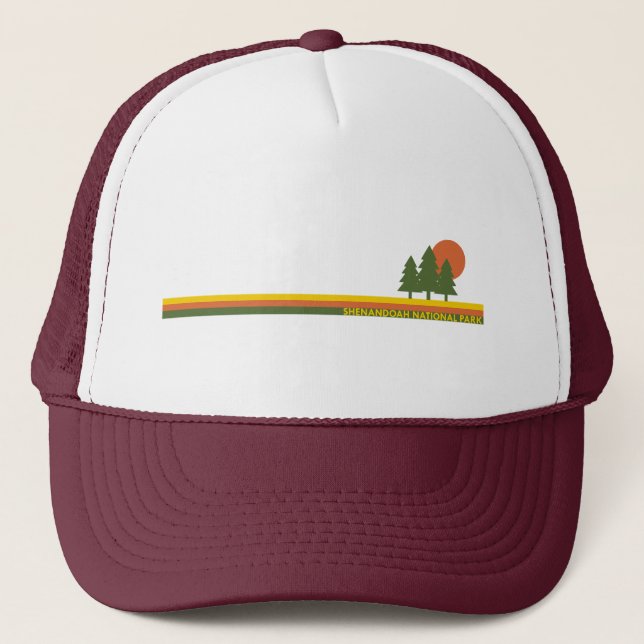 Shenandoah National Park Pine Trees Sun Trucker Hat (Front)