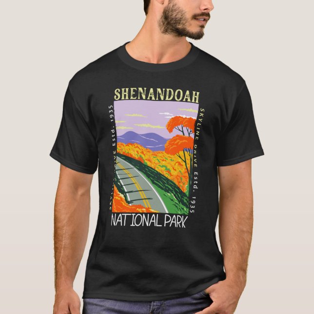 Shenandoah National Park Skyline Drive Distressed  T-Shirt (Front)