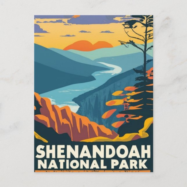 Shenandoah National Park skyline water colour Postcard (Front)