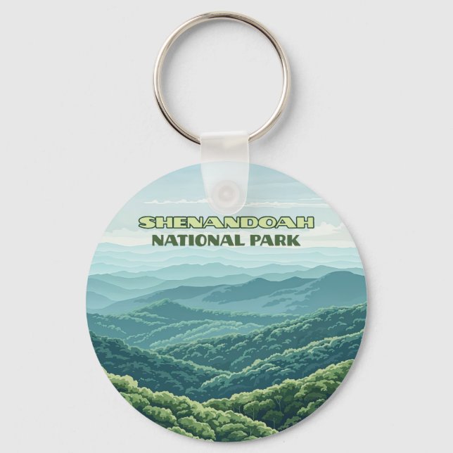 Shenandoah National Park Virginia Blue Ridge Retro Key Ring (Front)