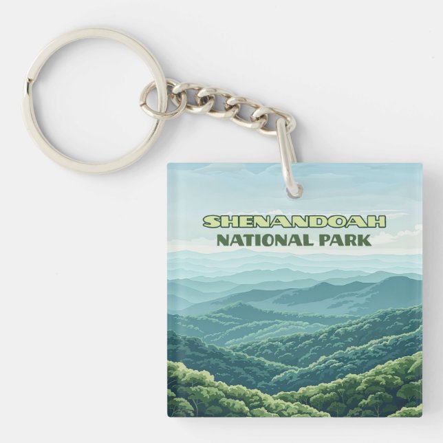 Shenandoah National Park Virginia Blue Ridge Retro Key Ring (Front)