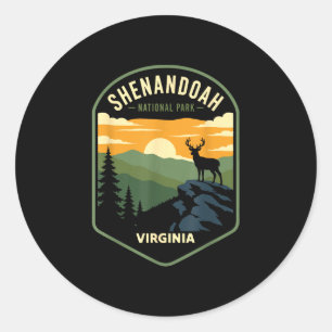 Shenandoah national park virginia vintage design classic round sticker