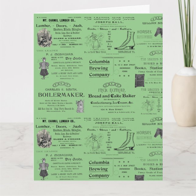 Shenandoah Pennsylvania Vintage Advertising 1880's Card (Front)