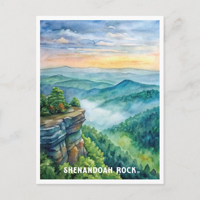 Shenandoah Rock National Park Watercolor Painting Postcard (Front)