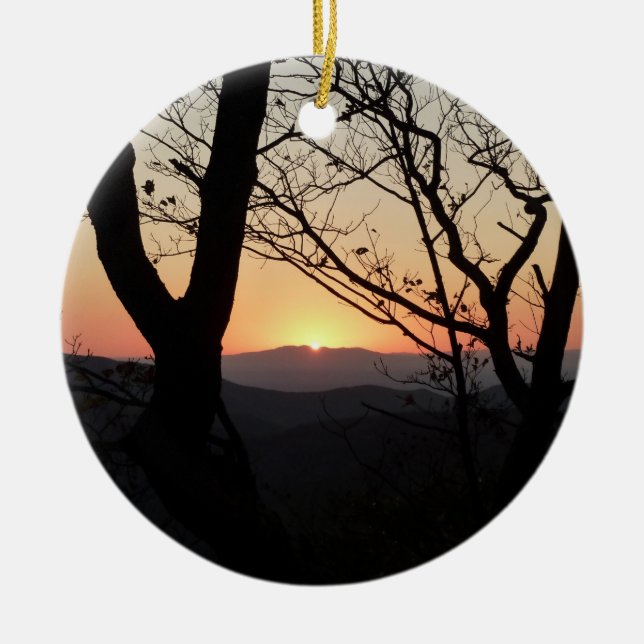 Shenandoah Sunset National Park Landscape Ceramic Tree Decoration (Front)