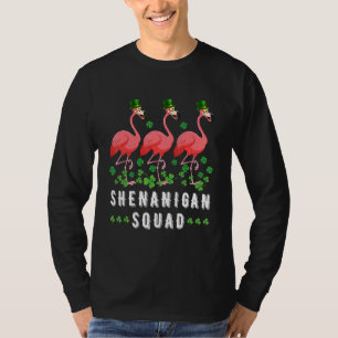 Shenanigan Squad Flamingo Leprechaun Hat St Patric T-Shirt