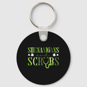 Shenanigans And Scrubs St Patricks Day Nurse Key Ring