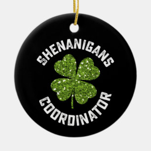 Shenanigans Coordinator Funny St Patrick's Day Ceramic Tree Decoration