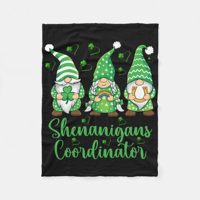 Shenanigans Coordinator Irish Gnomes - St Patricks Fleece Blanket (Front)
