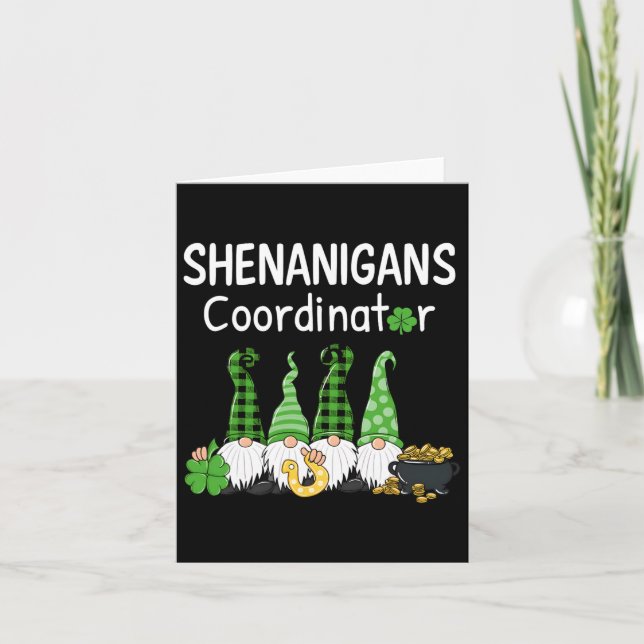 Shenanigans Coordinator St Patricks Day Gnomes Gre Card (Front)