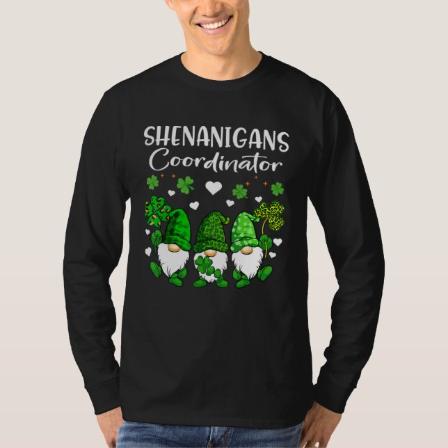 Shenanigans Coordinator St Patricks Day Green Gnom T-Shirt (Front)