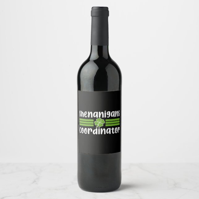 Shenanigans Coordinator St Patrick's Day Wine Label (Front)