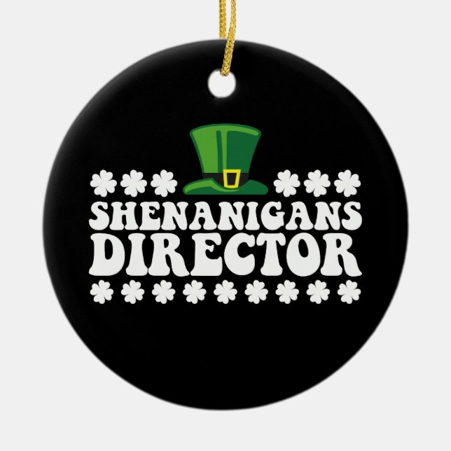 Shenanigans Director Groovy St Patrick's Day Irish Ceramic Tree Decoration (Front)