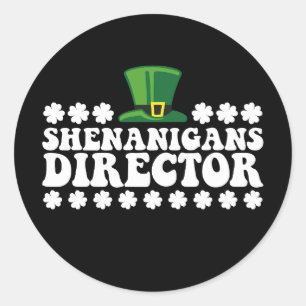 Shenanigans Director Groovy St Patrick's Day Irish Classic Round Sticker
